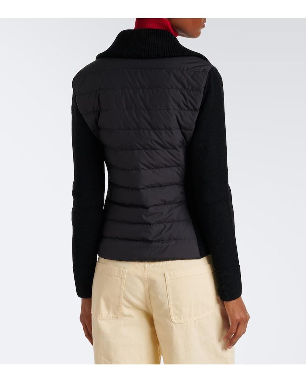 Moncler Black Down-Paneled Virgin Wool Cardigan