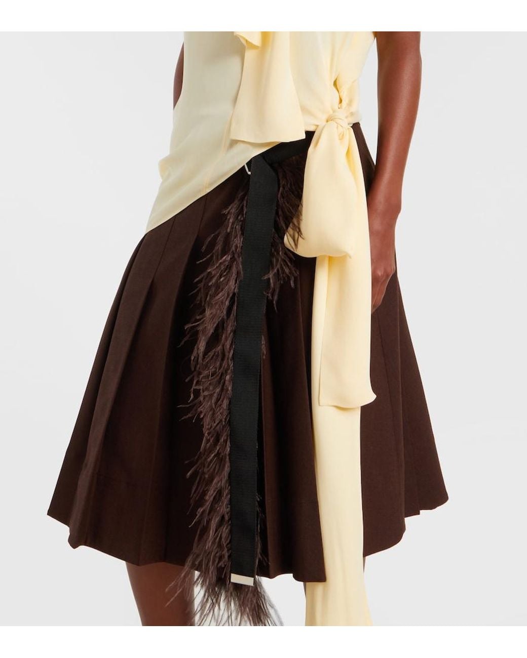 Plan C Natural Asymmetric Tie-Neck Blouse