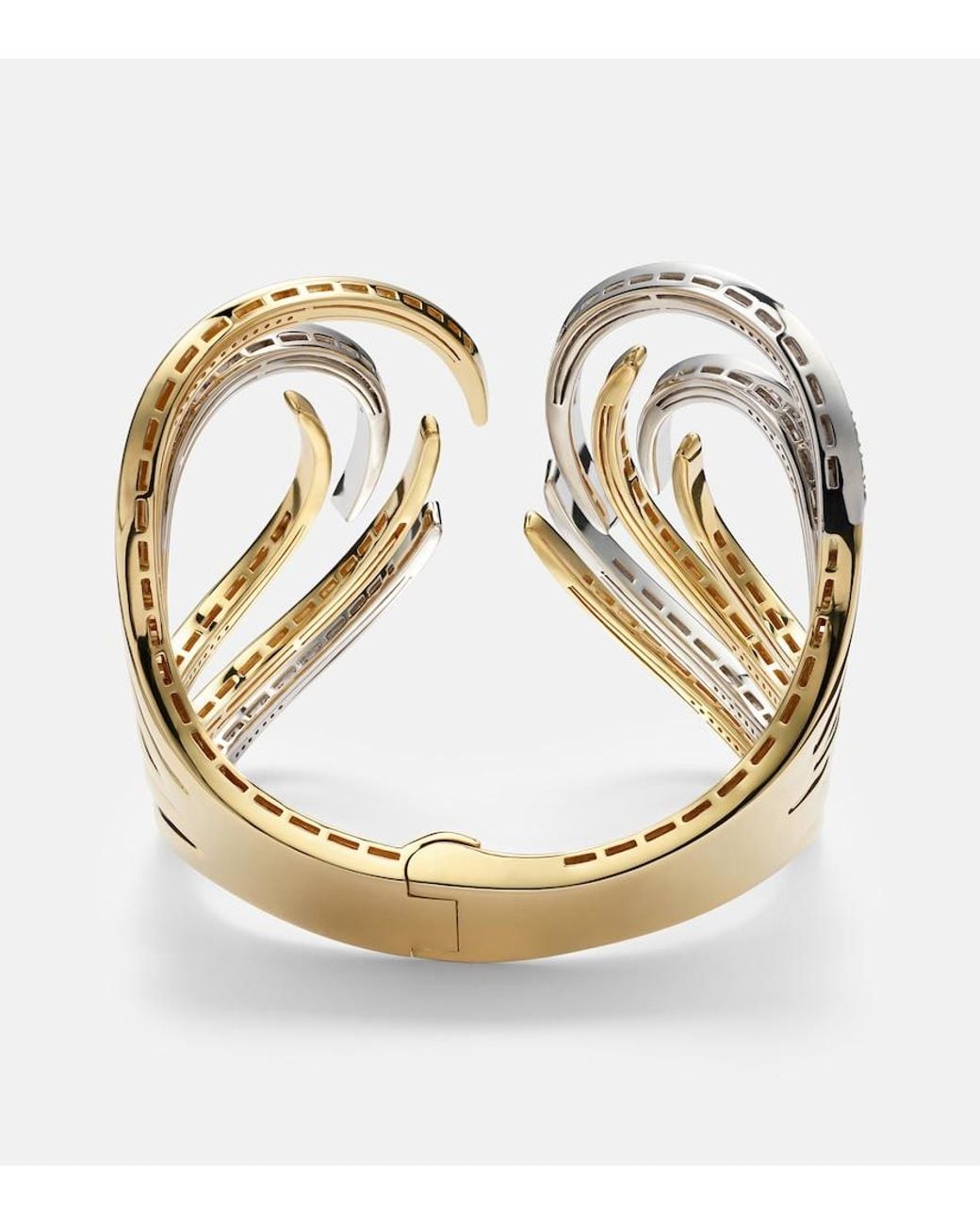 YEPREM Metallic Golden Strada 18Kt And Cuff Bracelet With Diamonds