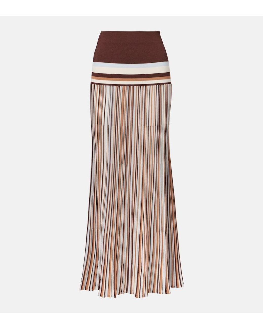 Faithfull The Brand Brown Citara Striped Cotton-Blend Maxi Skirt