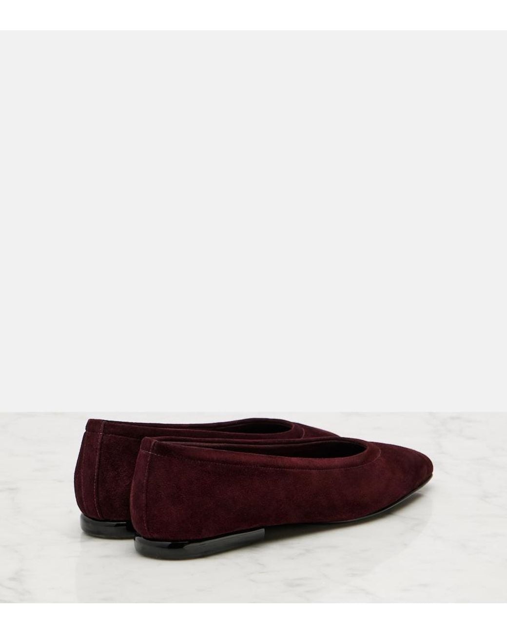 Loro Piana Red Ballerinas Primula Aus Veloursleder