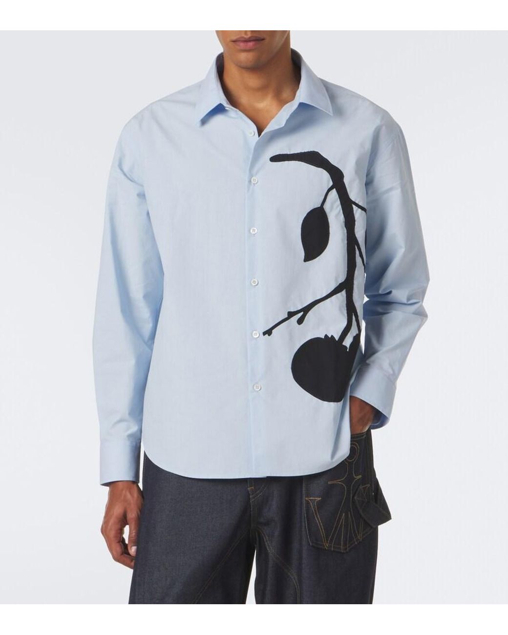 J.W. Anderson Blue Applique Cotton Poplin Shirt for men