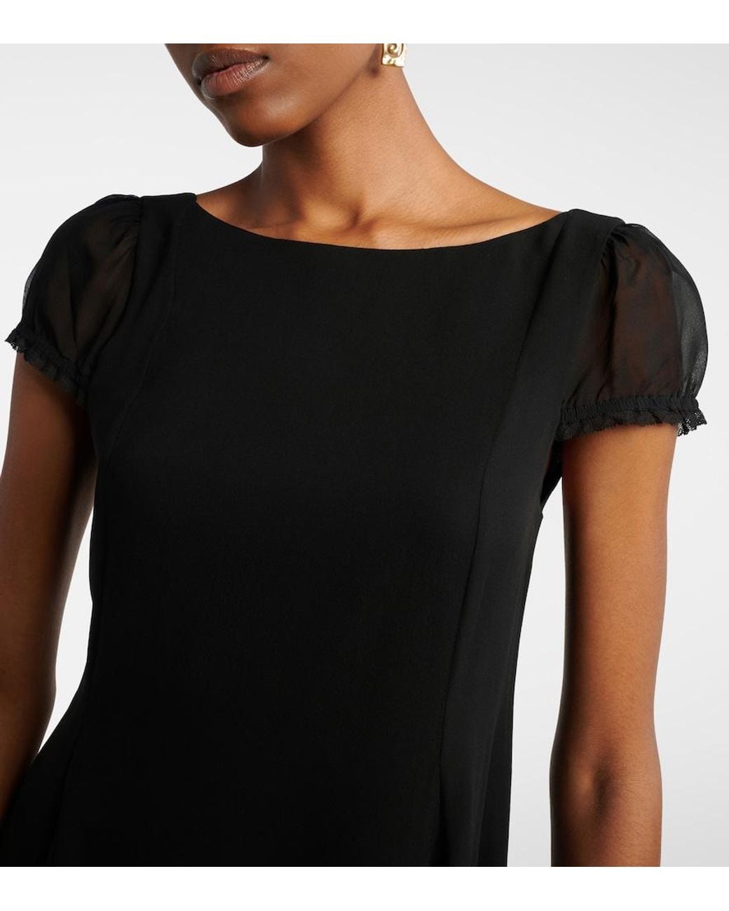 Posse Black Priscilla Lace-Trimmed Silk Minidress