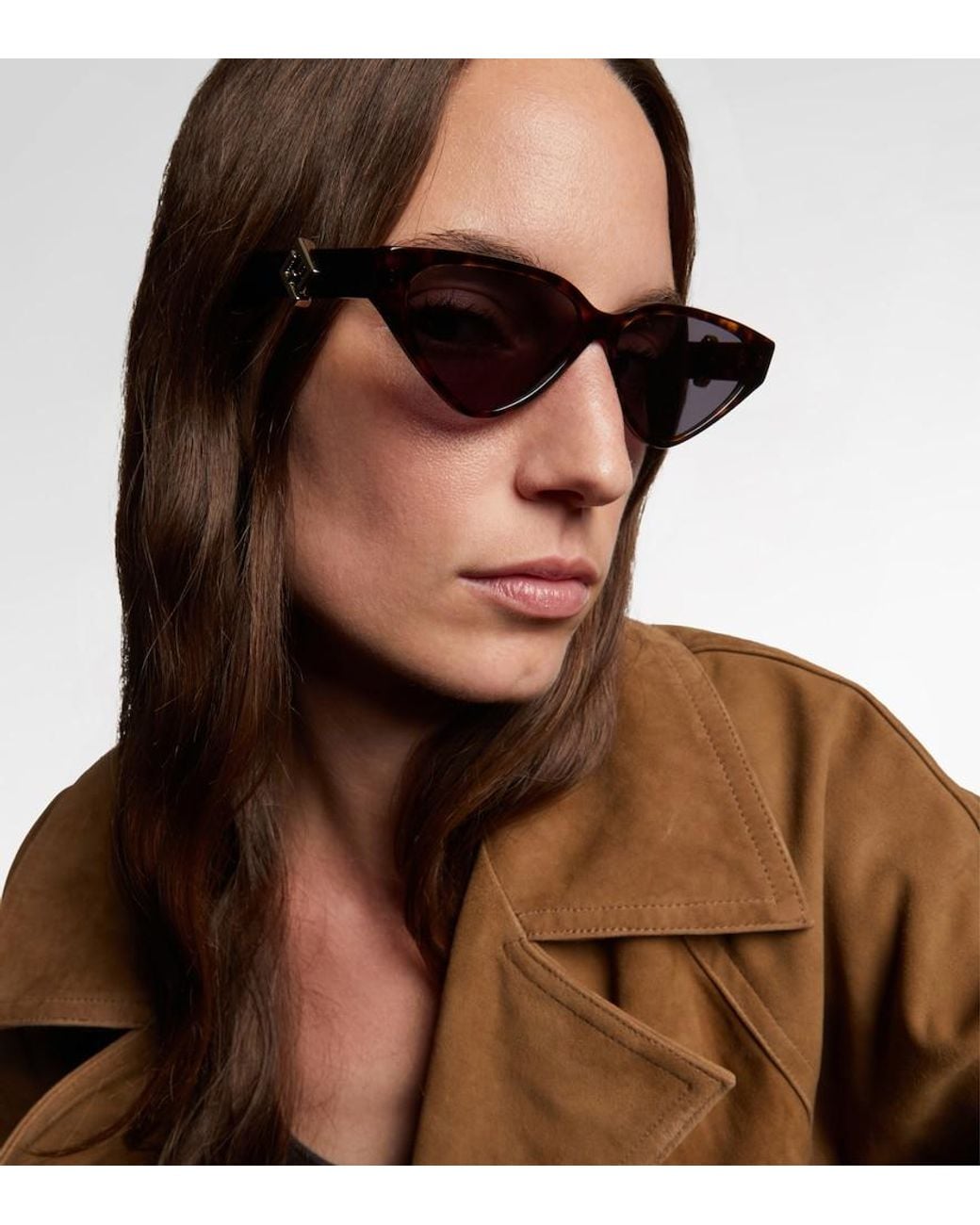 Fendi Brown Ff Diamonds Cat-Eye Sunglasses