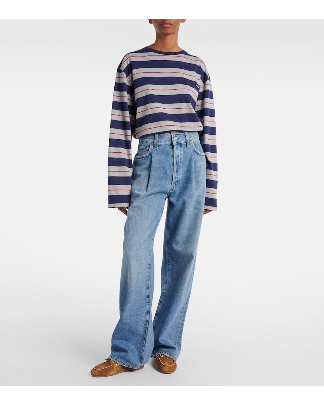 Agolde Blue Franka Mid-Rise Wide-Leg Jeans