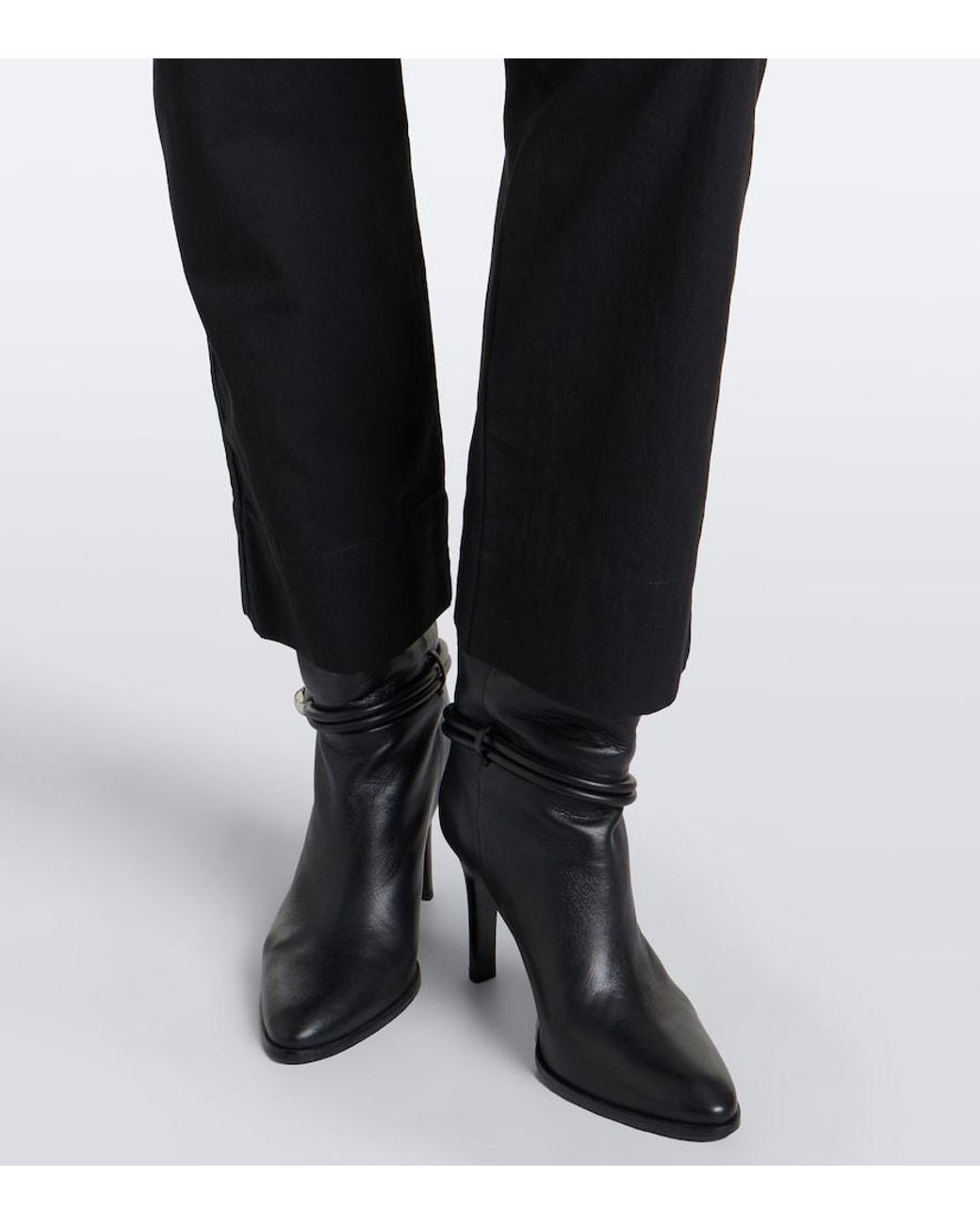 Isabel Marant Black Amandine Pleated Cotton-Blend Straight Pants