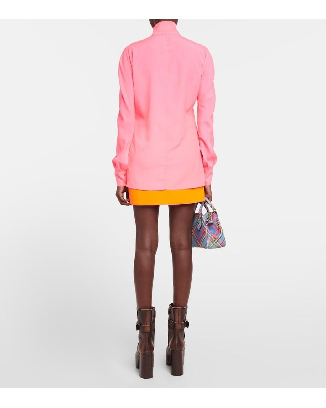 Vivienne Westwood Pink Tie-Neck Crepe Blouse