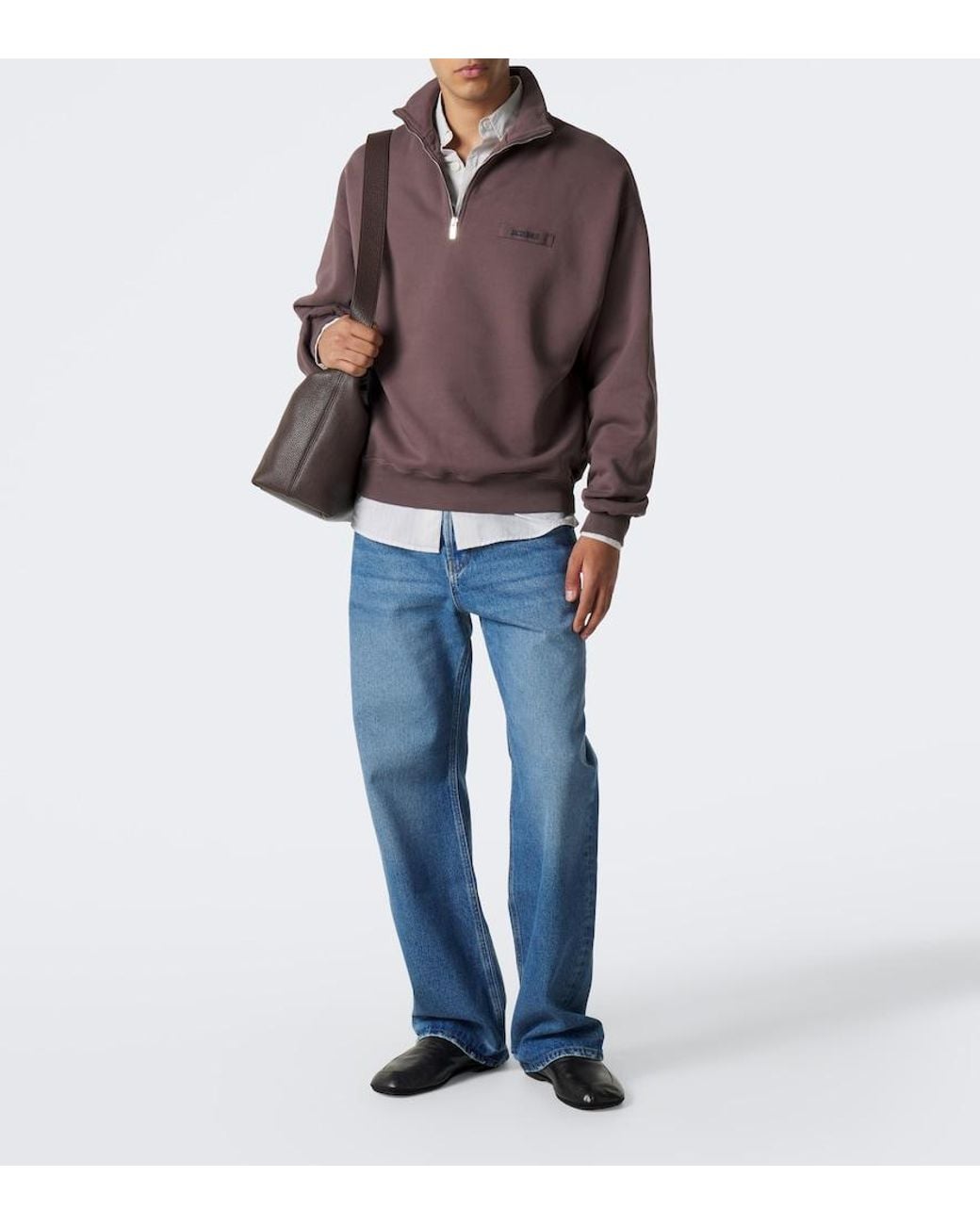 Jacquemus Brown Camionneur Half-Zip Cotton Jersey Sweatshirt for men