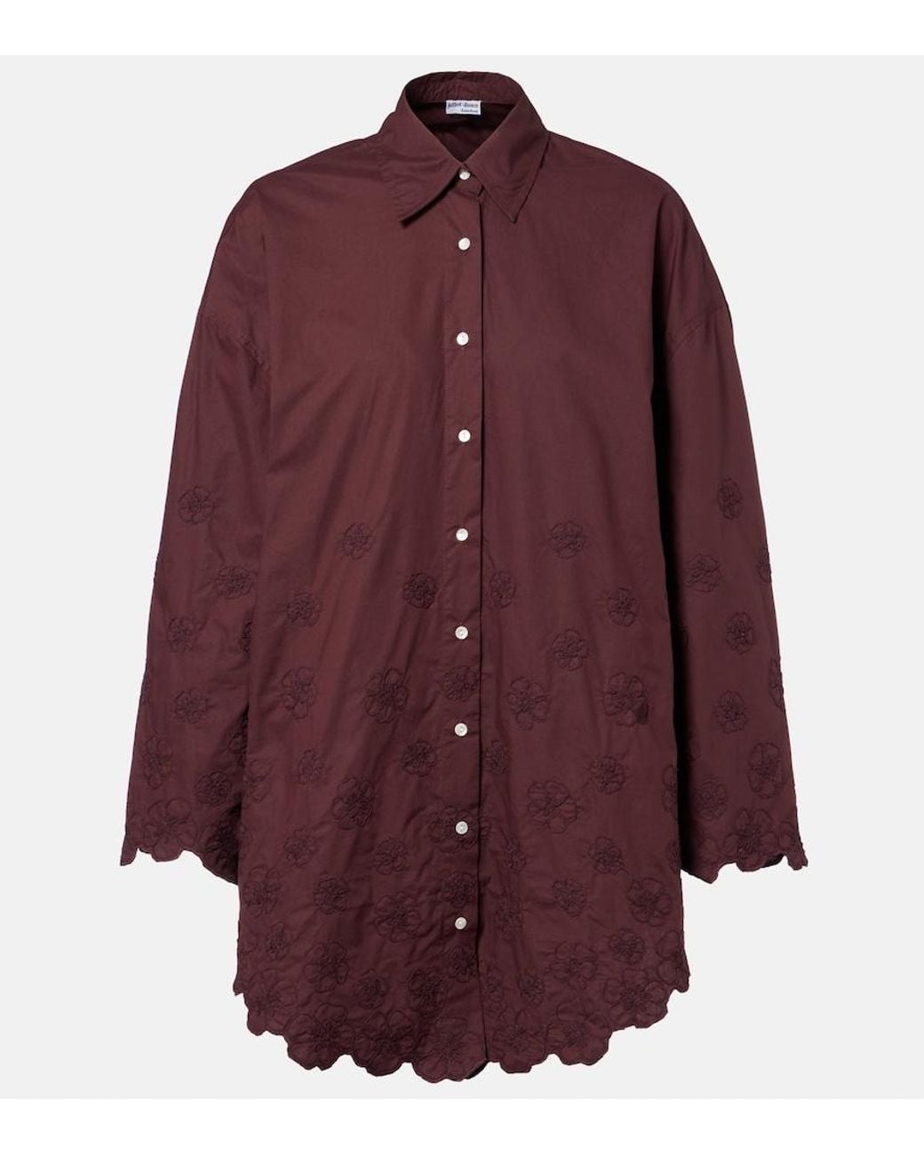 Juliet Dunn Purple Embroidered Cotton Shirt