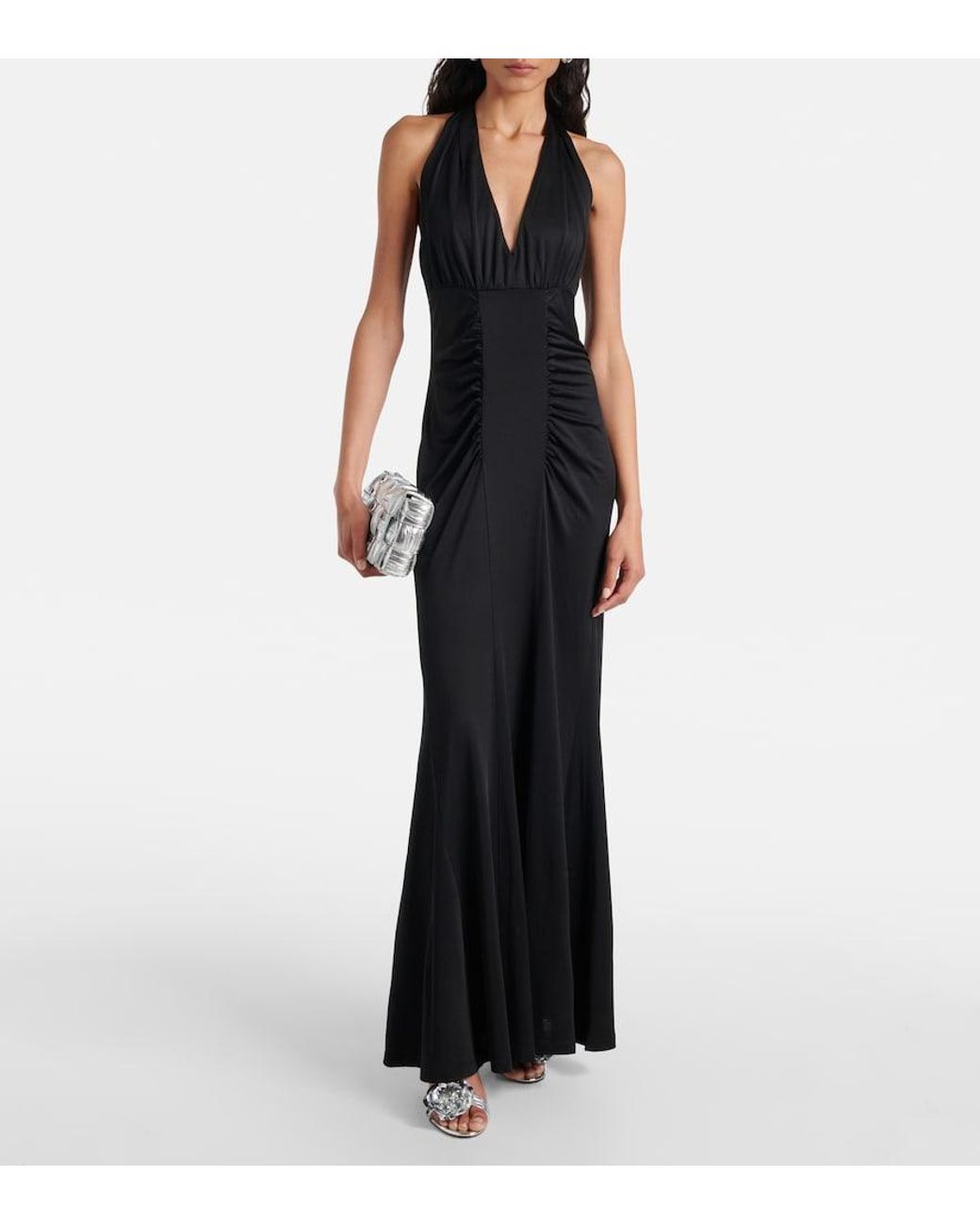 Diane von Furstenberg Black Makayla Gathered Jersey Maxi Dress