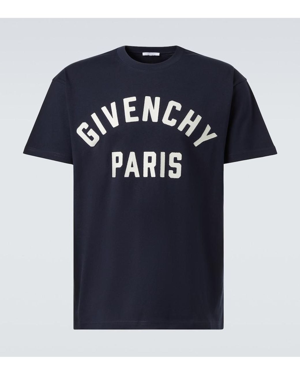 Givenchy Blue Cotton Logo T-Shirt for men