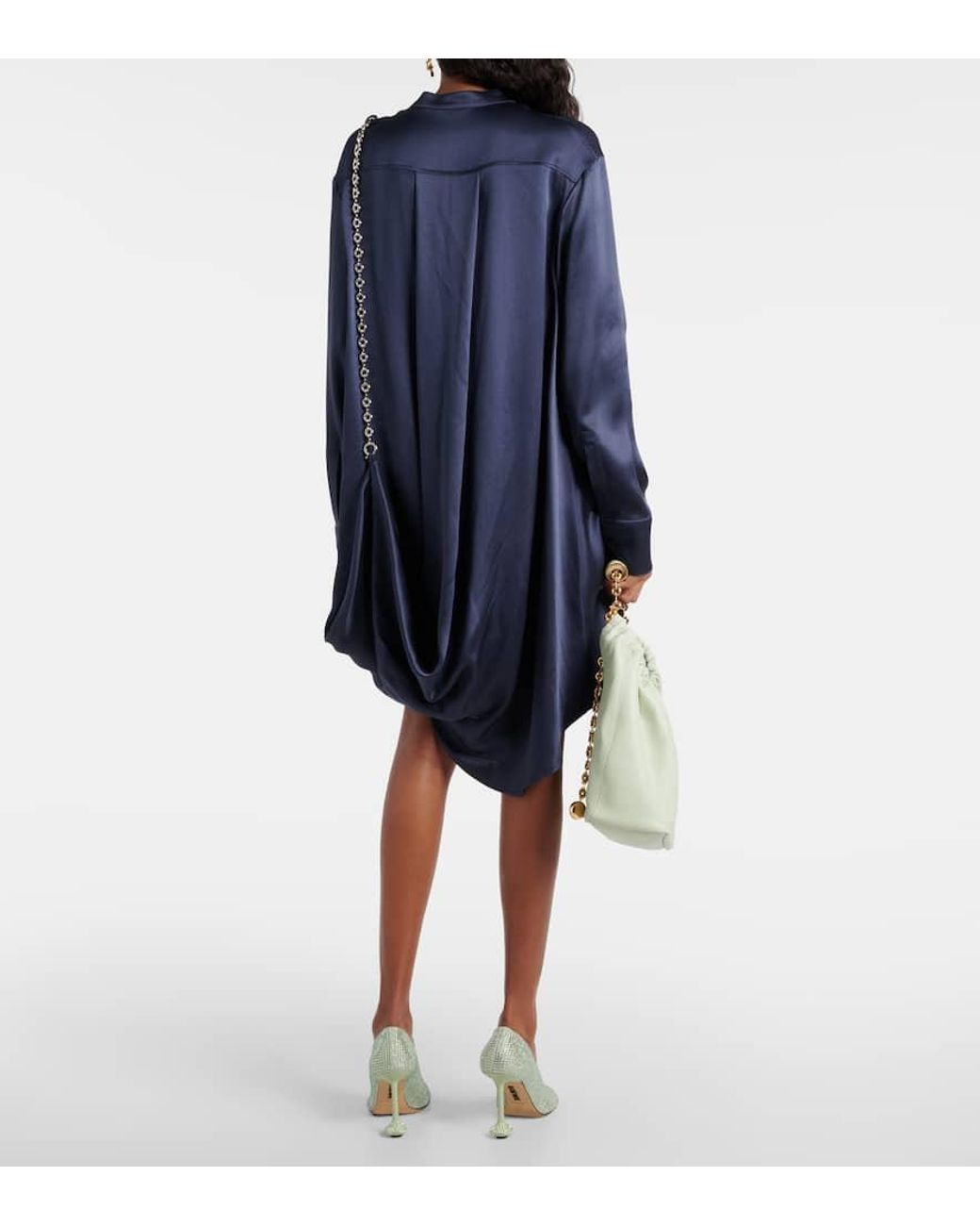 Loewe Chain Shirt Dress In Silk in Blue | Lyst