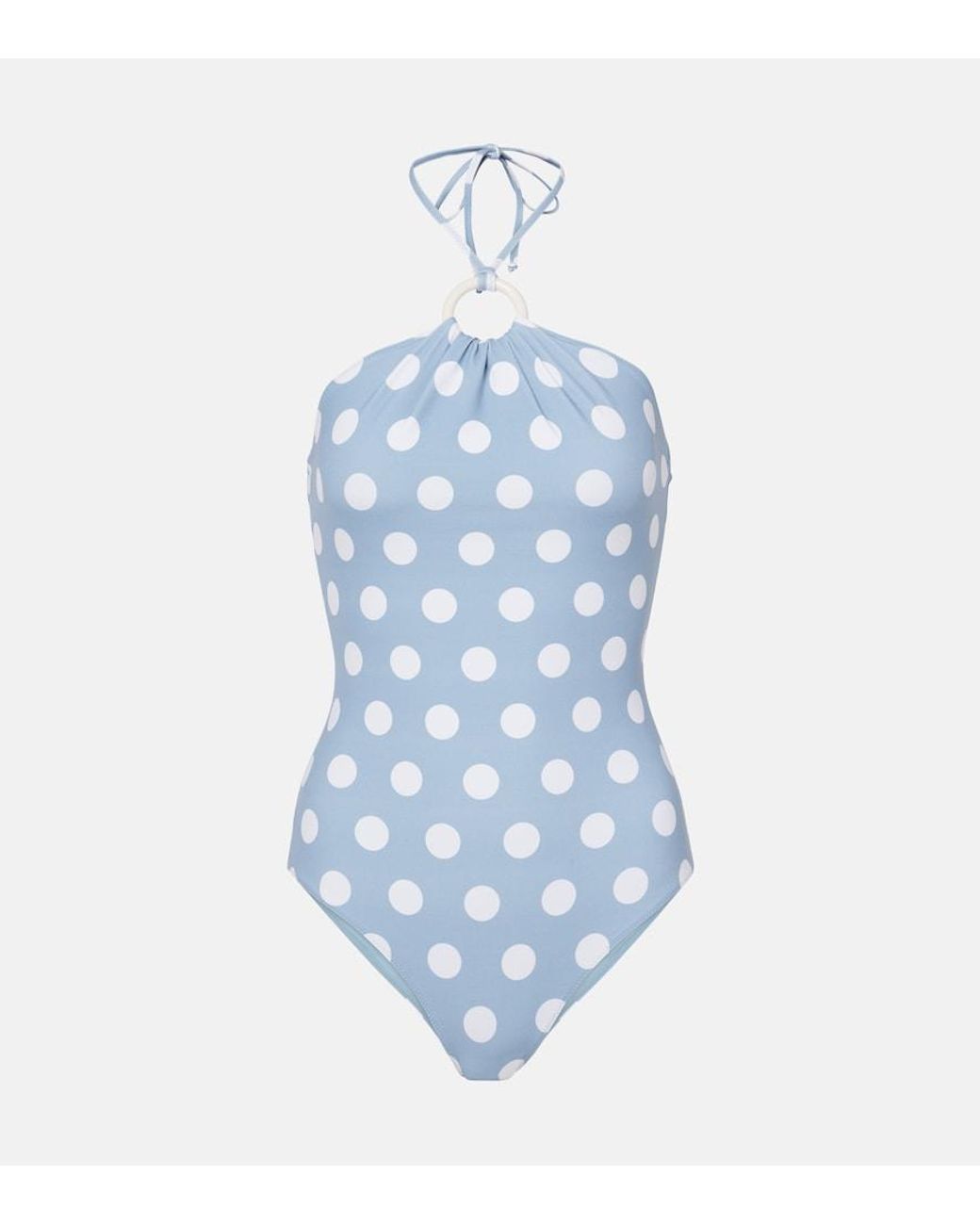 Marysia Swim Blue Avalon Halterneck Polka-Dot Swimsuit