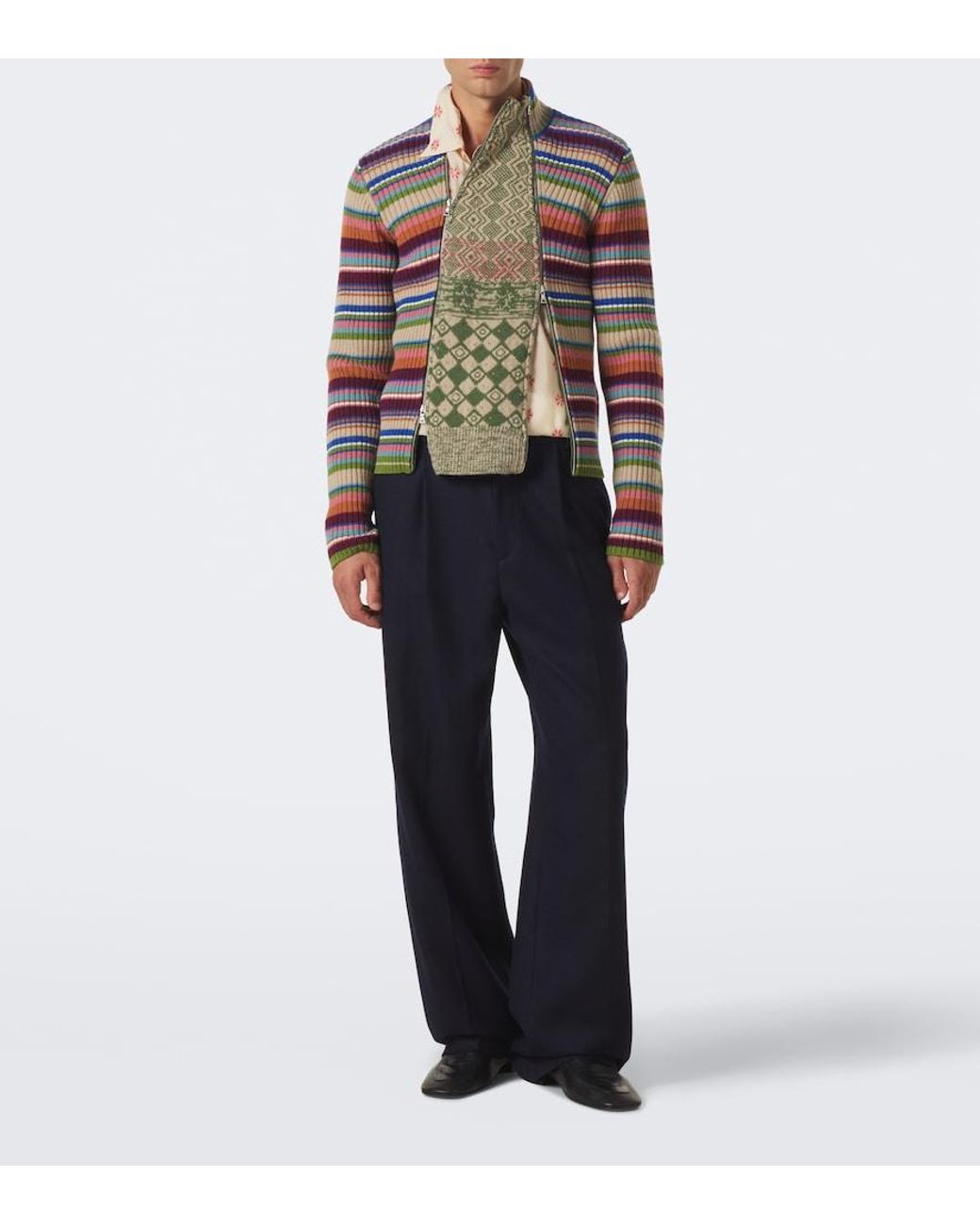 Dries Van Noten Red Striped Wool Sweater for men