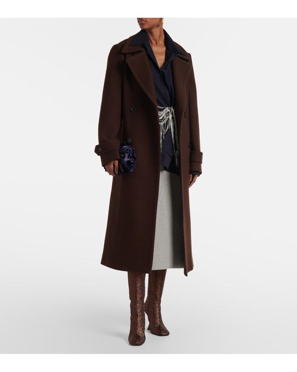 Dries Van Noten Brown 105 Glitter Wedge Knee-High Boots