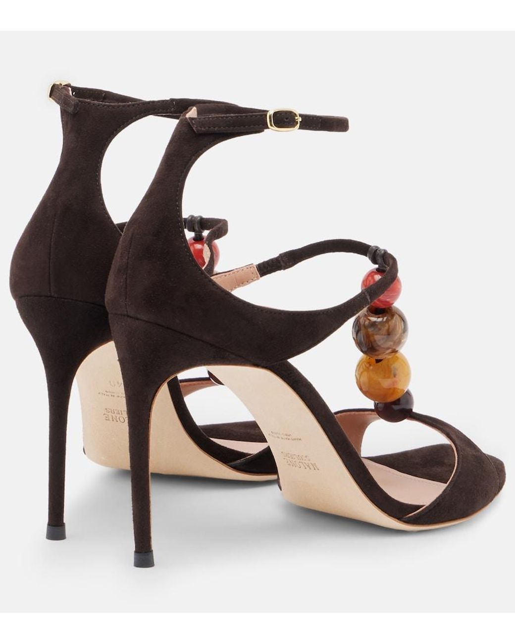 Malone Souliers Brown Lena Beaded Suede Sandals