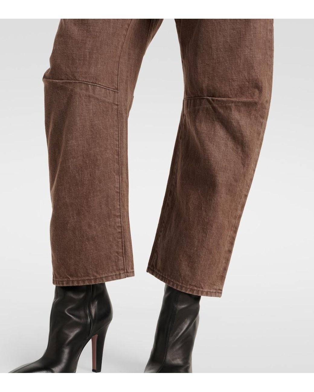 Nili Lotan Brown Shon Barrel-Leg Jeans