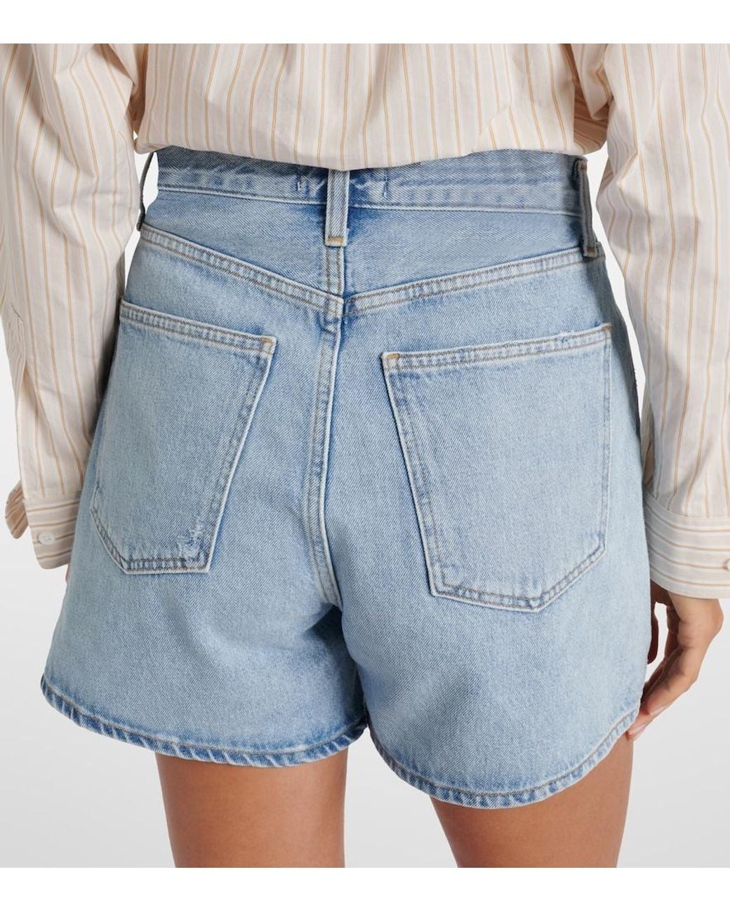 Agolde Blue Rhoda High-Rise Denim Shorts