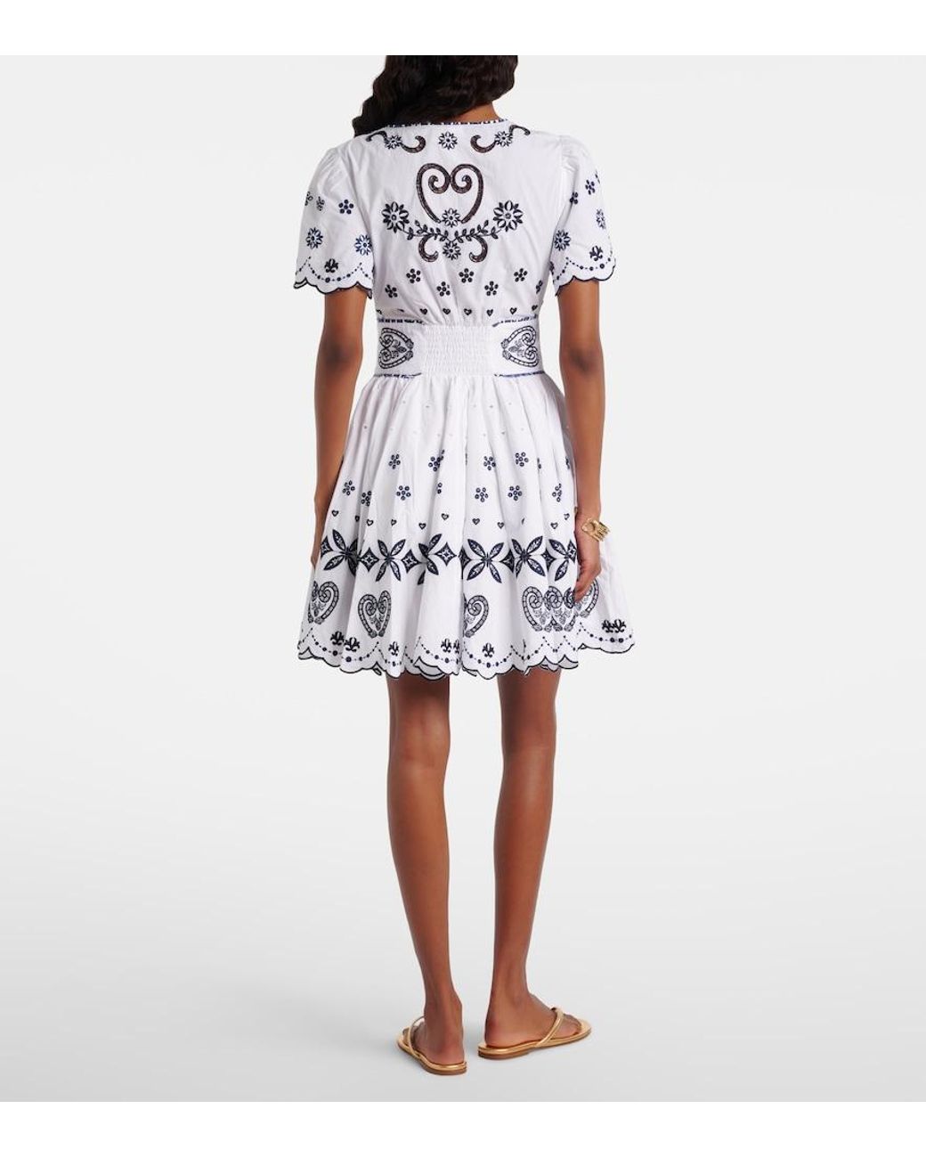 Camilla White Embroidered Cotton Minidress