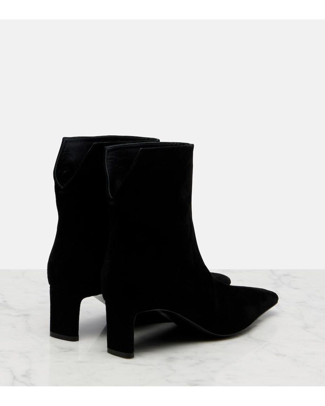 Khaite Black Ona 55 Suede Ankle Boots