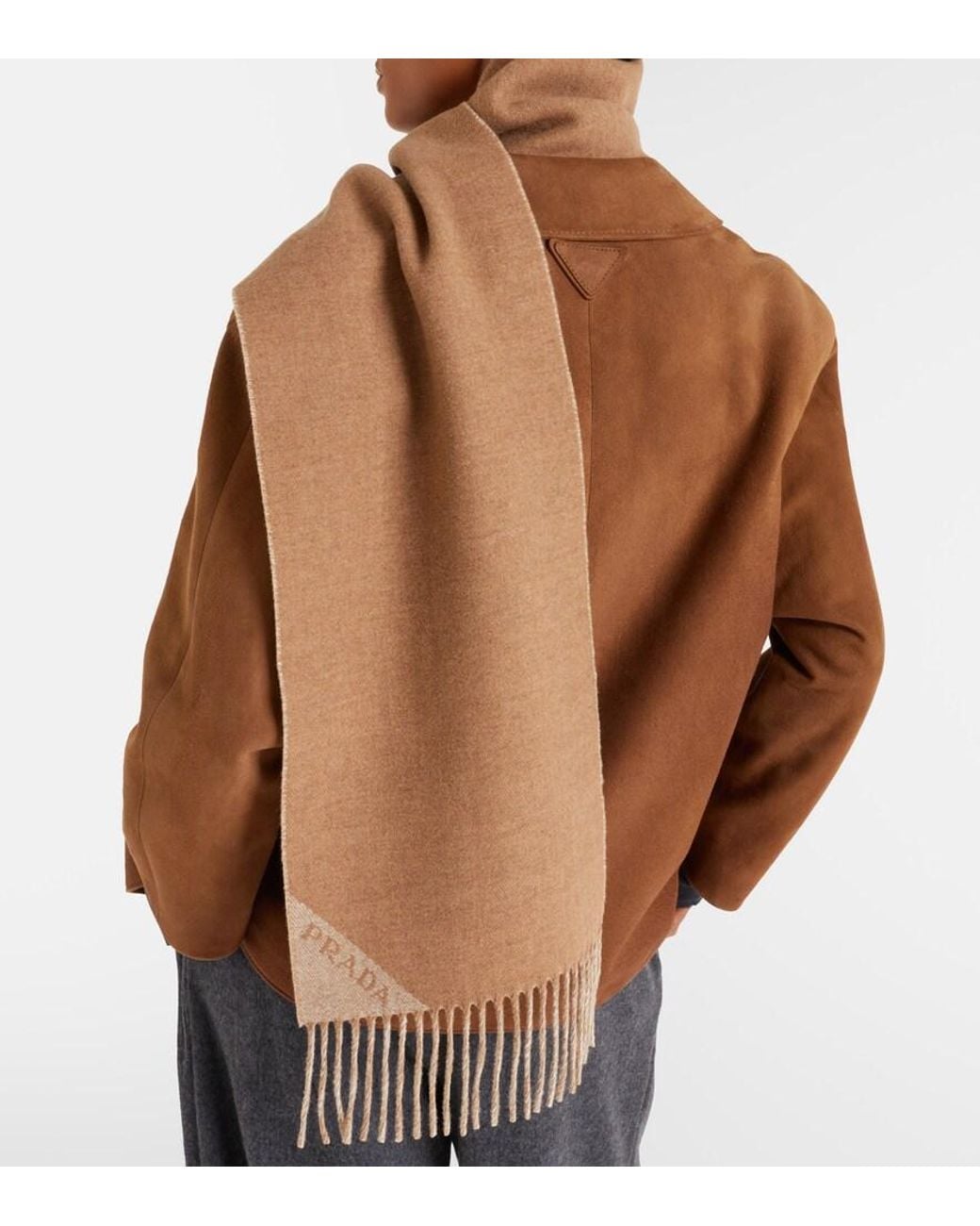 Prada Natural Symbole Wool And Cashmere Scarf