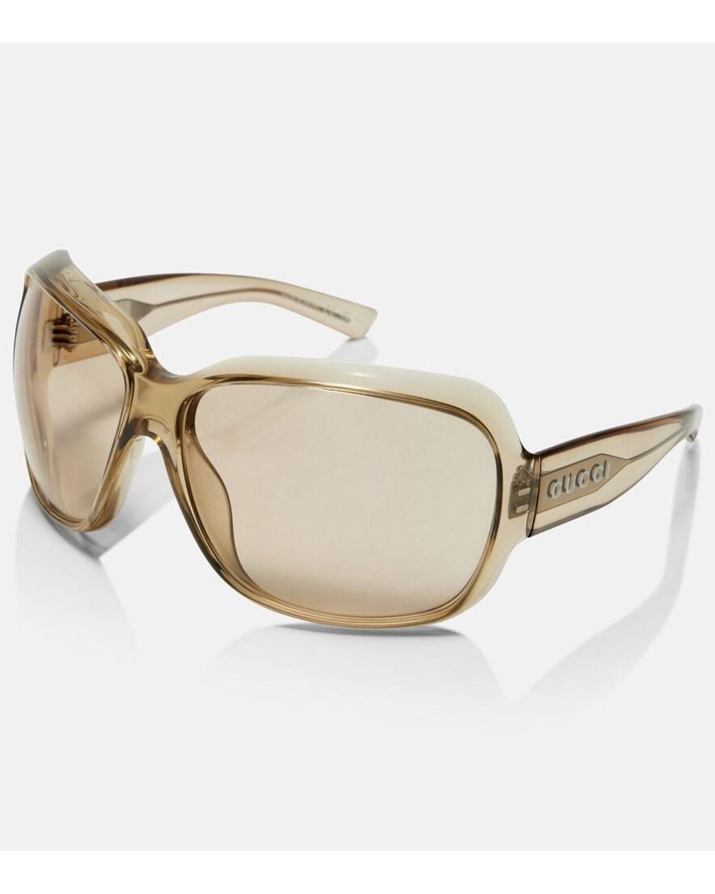 Gucci Natural Eckige Sonnenbrille Script