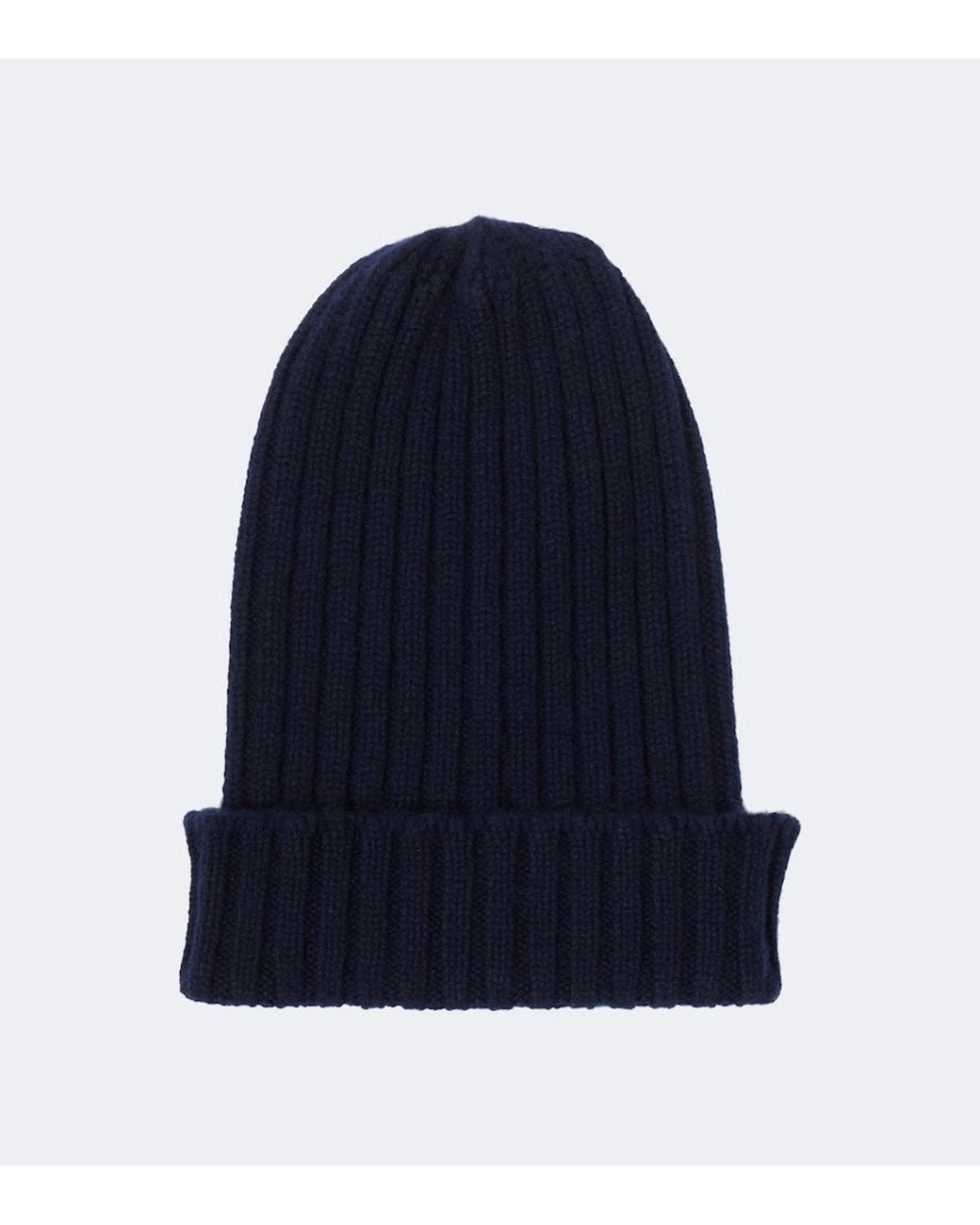 Thom Sweeney Blue Ribbed-Knit Cashmere Beanie for men