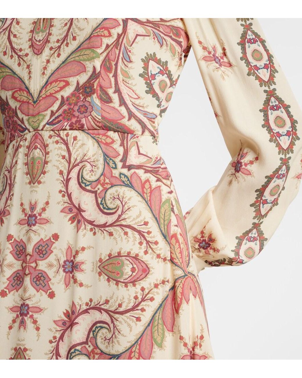 Etro Natural Cutout Printed Midi Dress