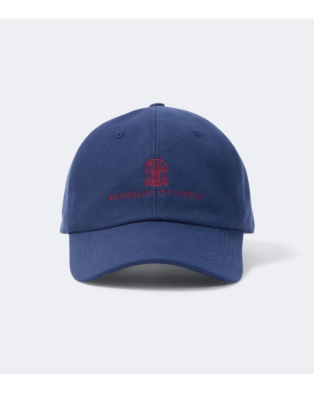 Brunello Cucinelli Blue Logo Cotton Canvas Baseball Cap for men