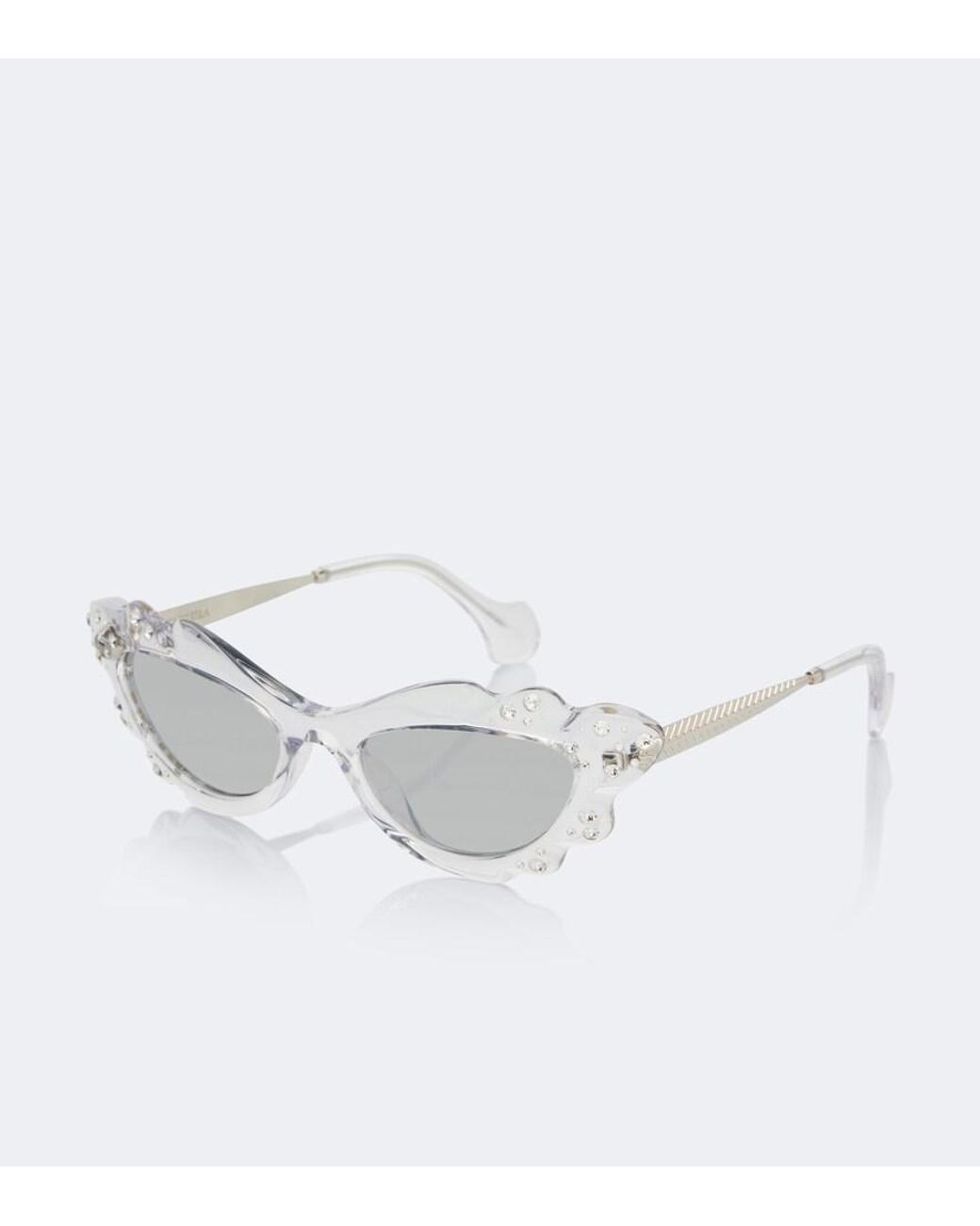 Aquazzura Gray Palm Babe Embellished Cat-Eye Sunglasses