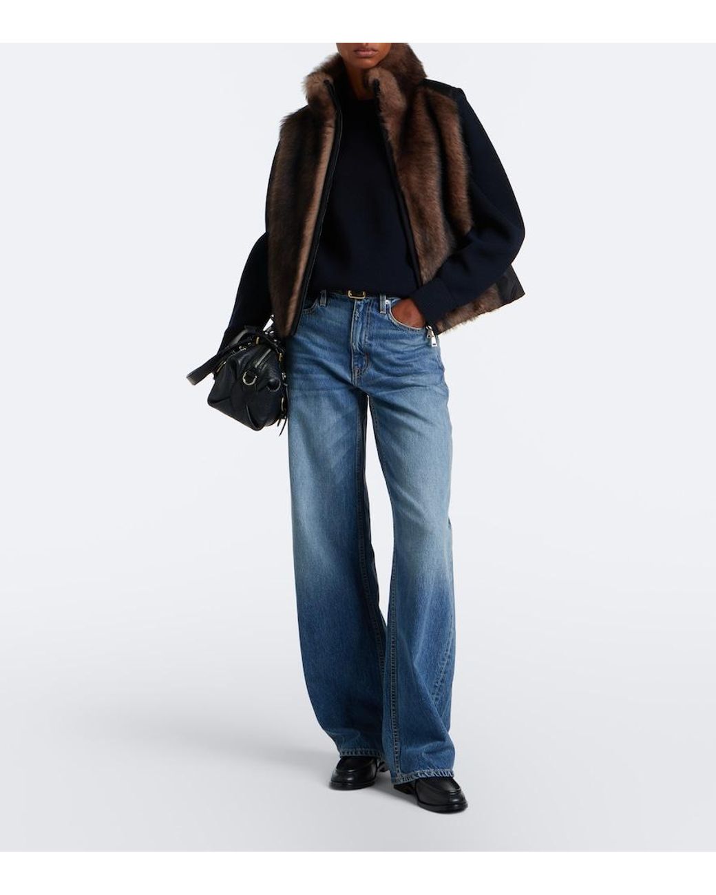 Moncler Brown Tadorne Shearling-Trimmed Down Vest