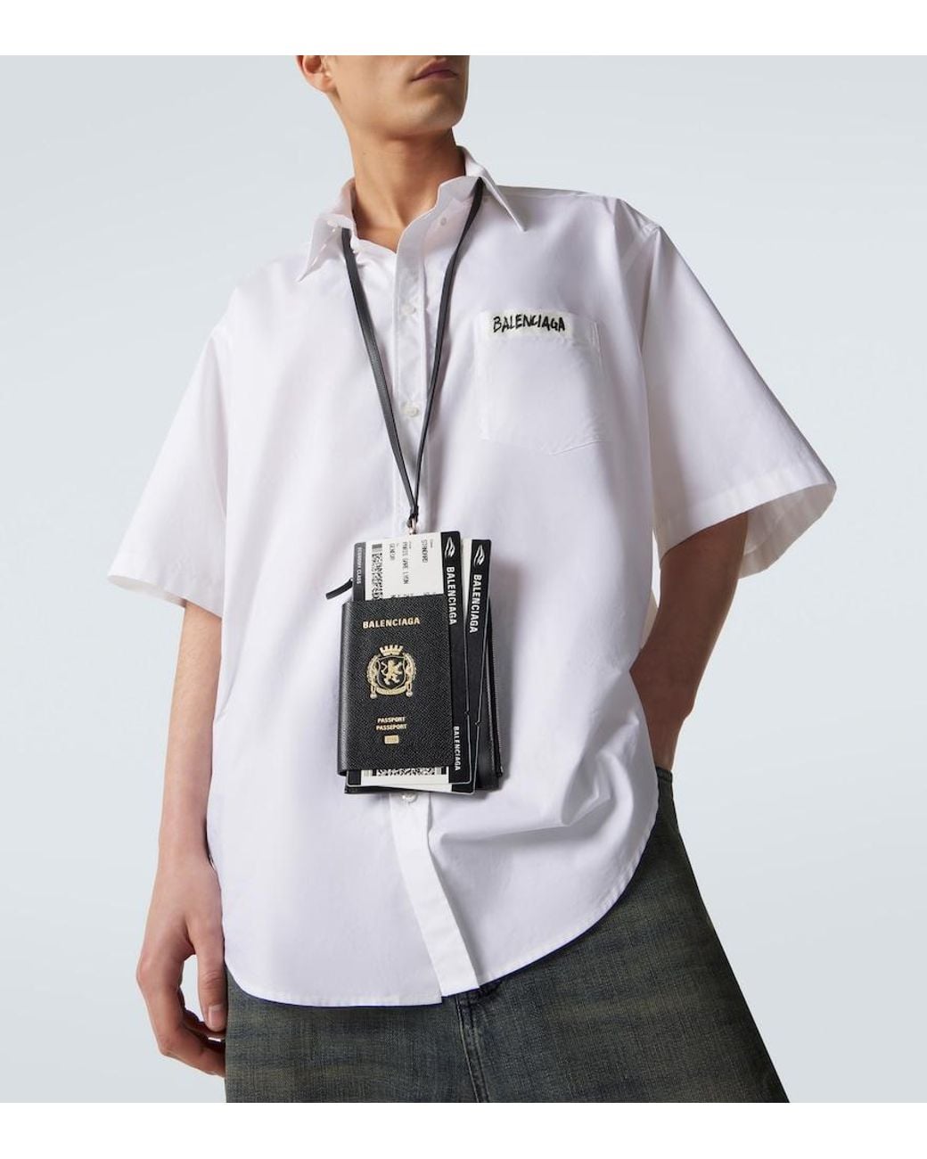Balenciaga Black Leather-Trimmed Phone And Passport Holder for men