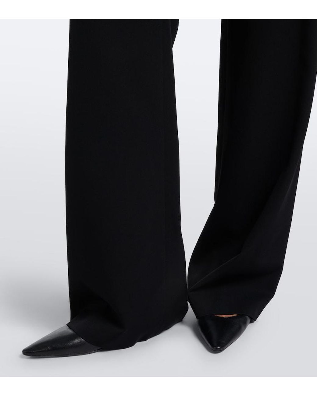 The Row Black Coleman Wool Gabardine Straight Pants