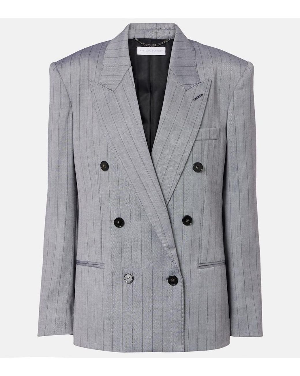 Stella McCartney Gray Double-Breasted Wool Blazer