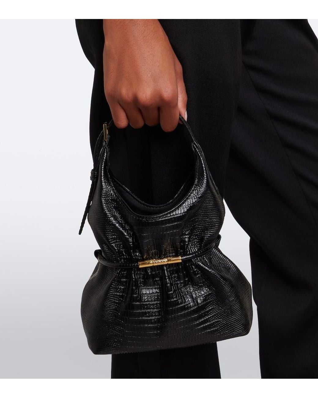 Balmain Black Sphynx Mini Leather Top-Handle Bag