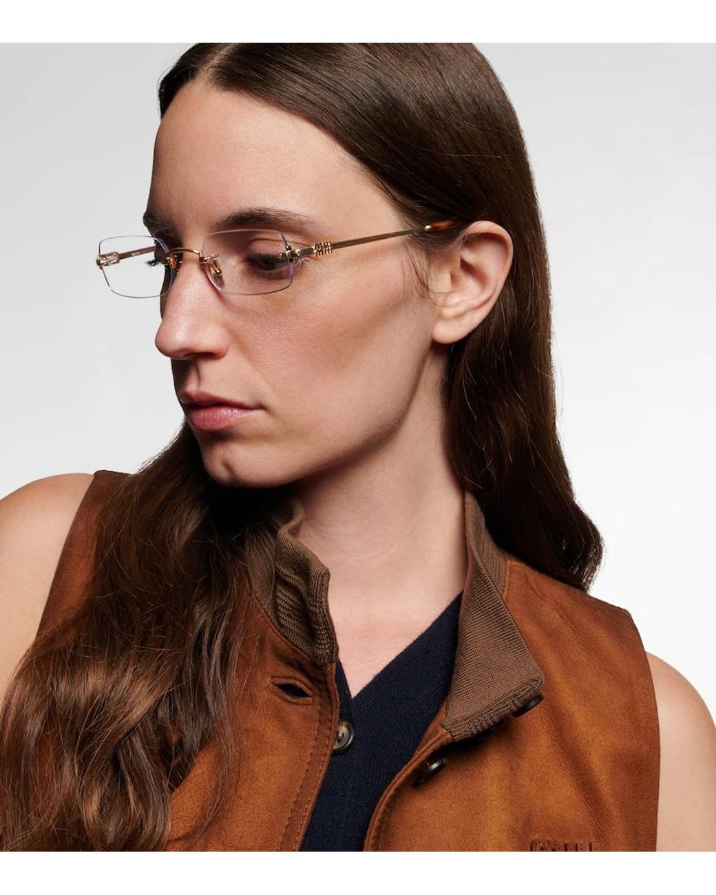 Miu Miu Metallic Eckige Brille