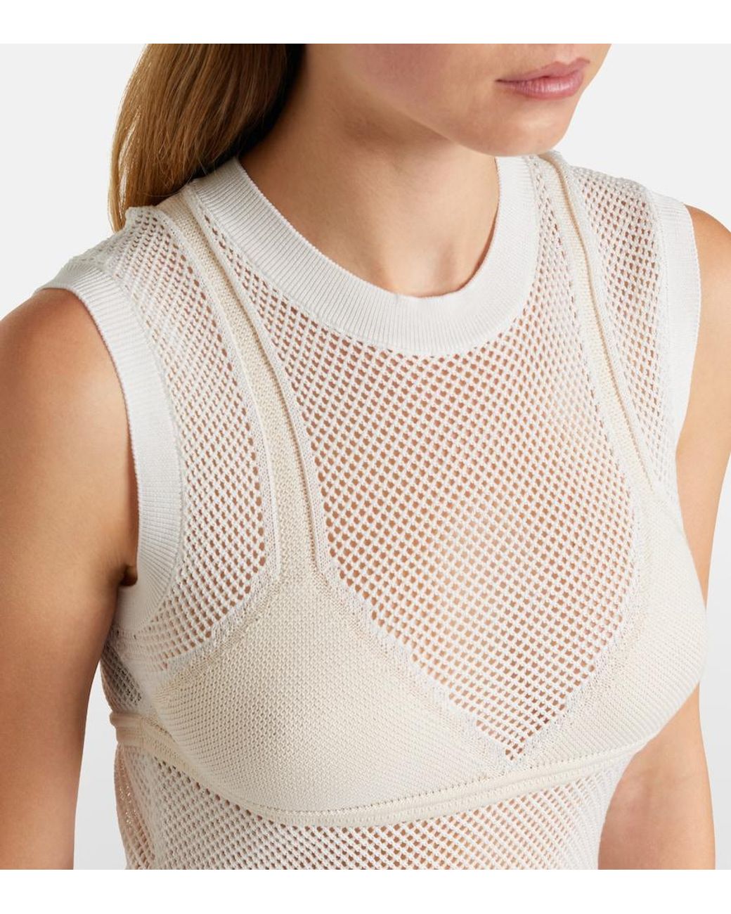 Stella McCartney White Crochet Cotton Midi Dress