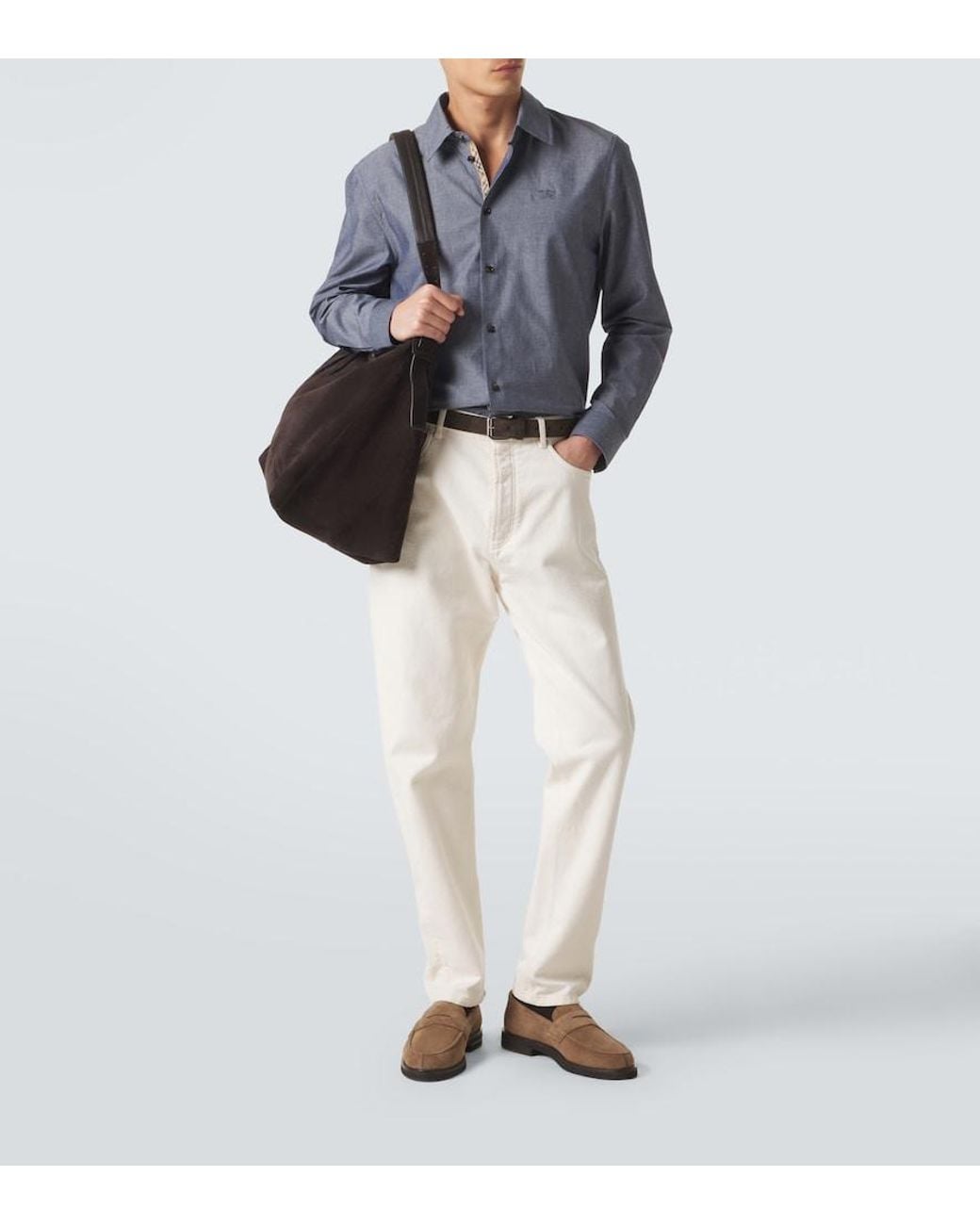 Burberry Blue Ekd Cotton-Blend Shirt for men