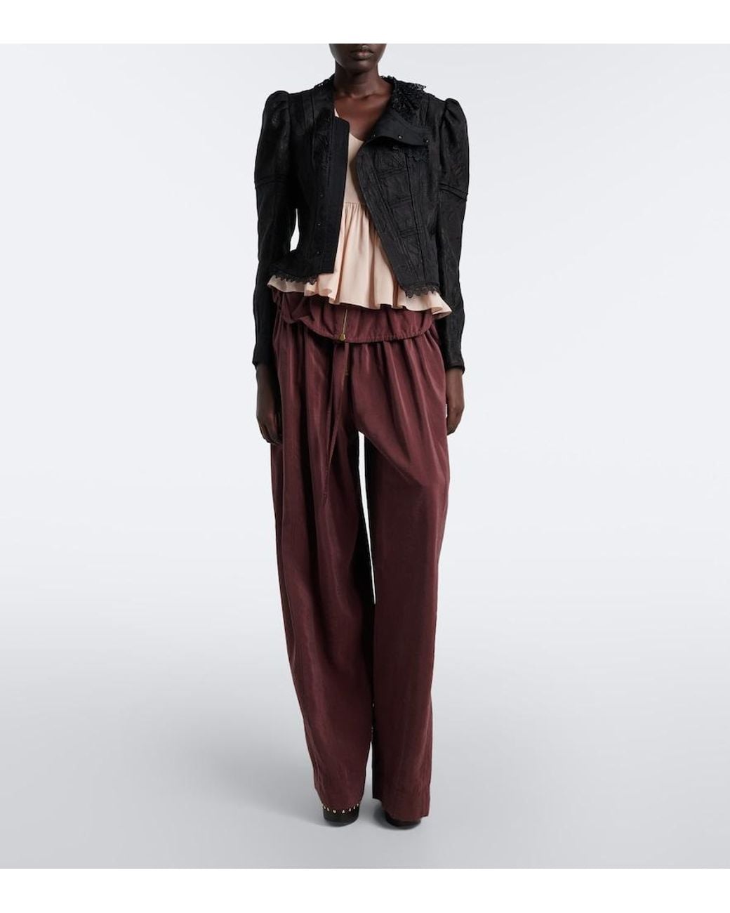 Chloé Black Wool And Silk-Blend Jacquard Lace Jacket