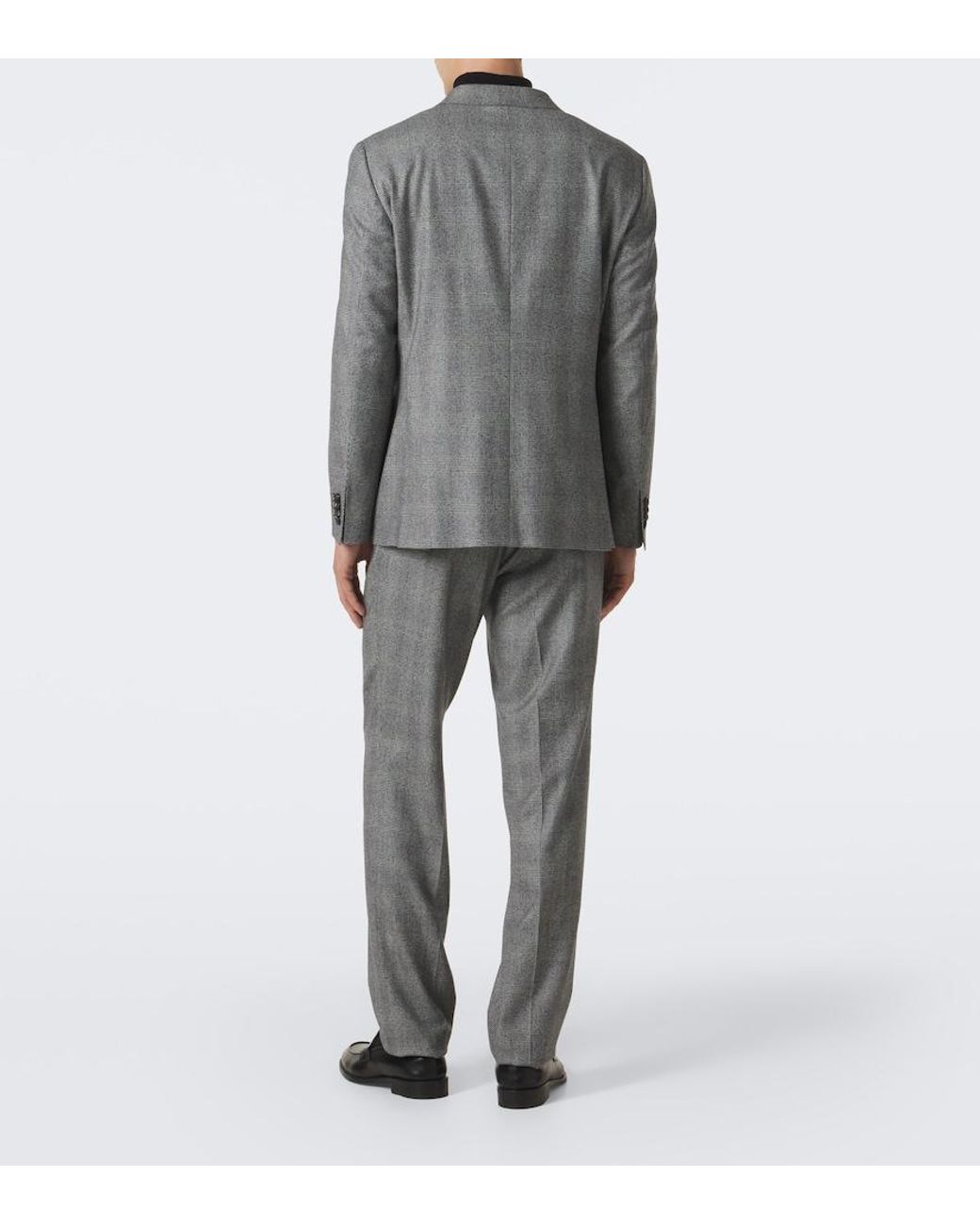 Canali Gray Checked Double-Breasted Wool Suit for men