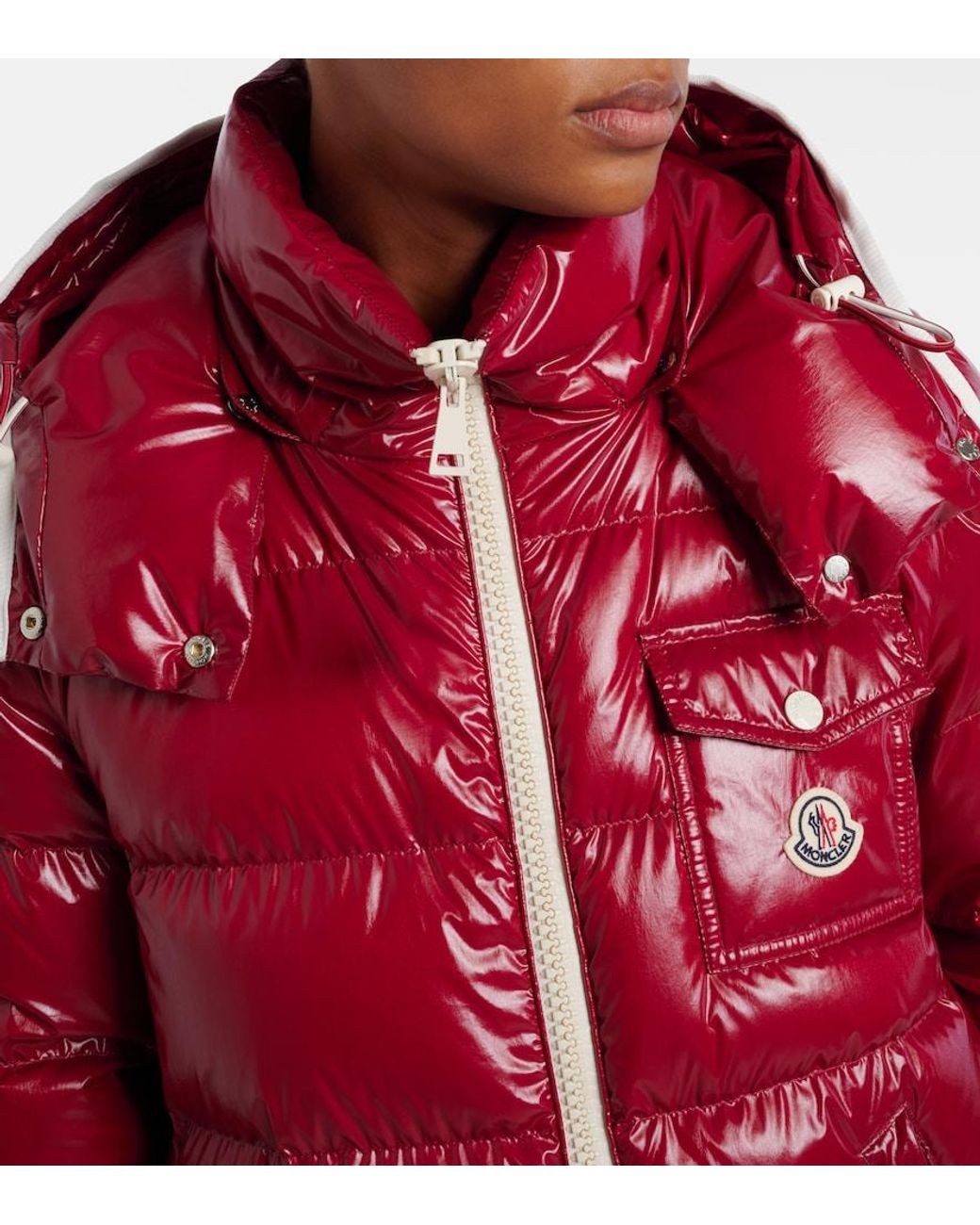 Moncler Red Andro Hooded Down Jacket