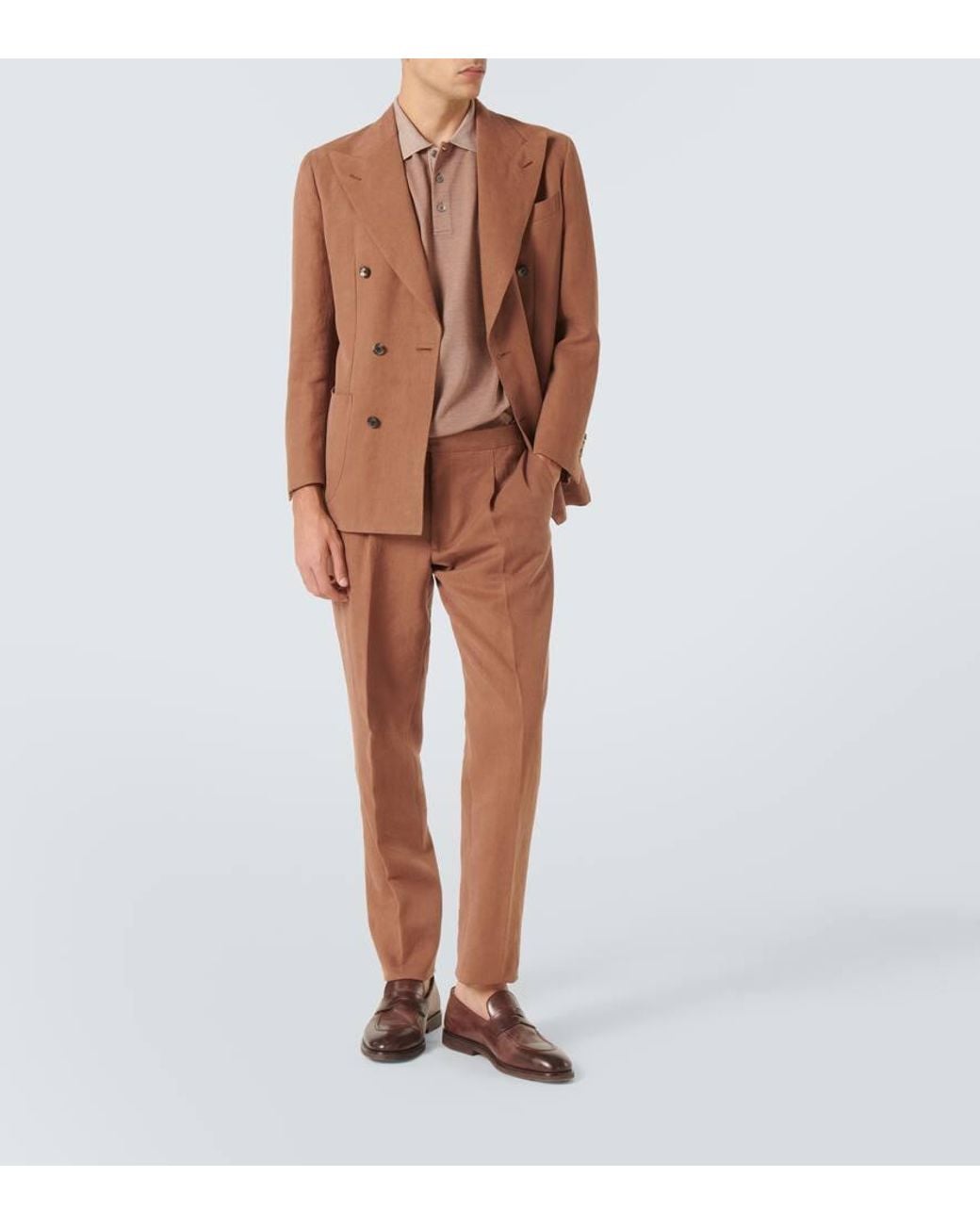 Zegna Brown Cotton-Blend Polo Shirt for men