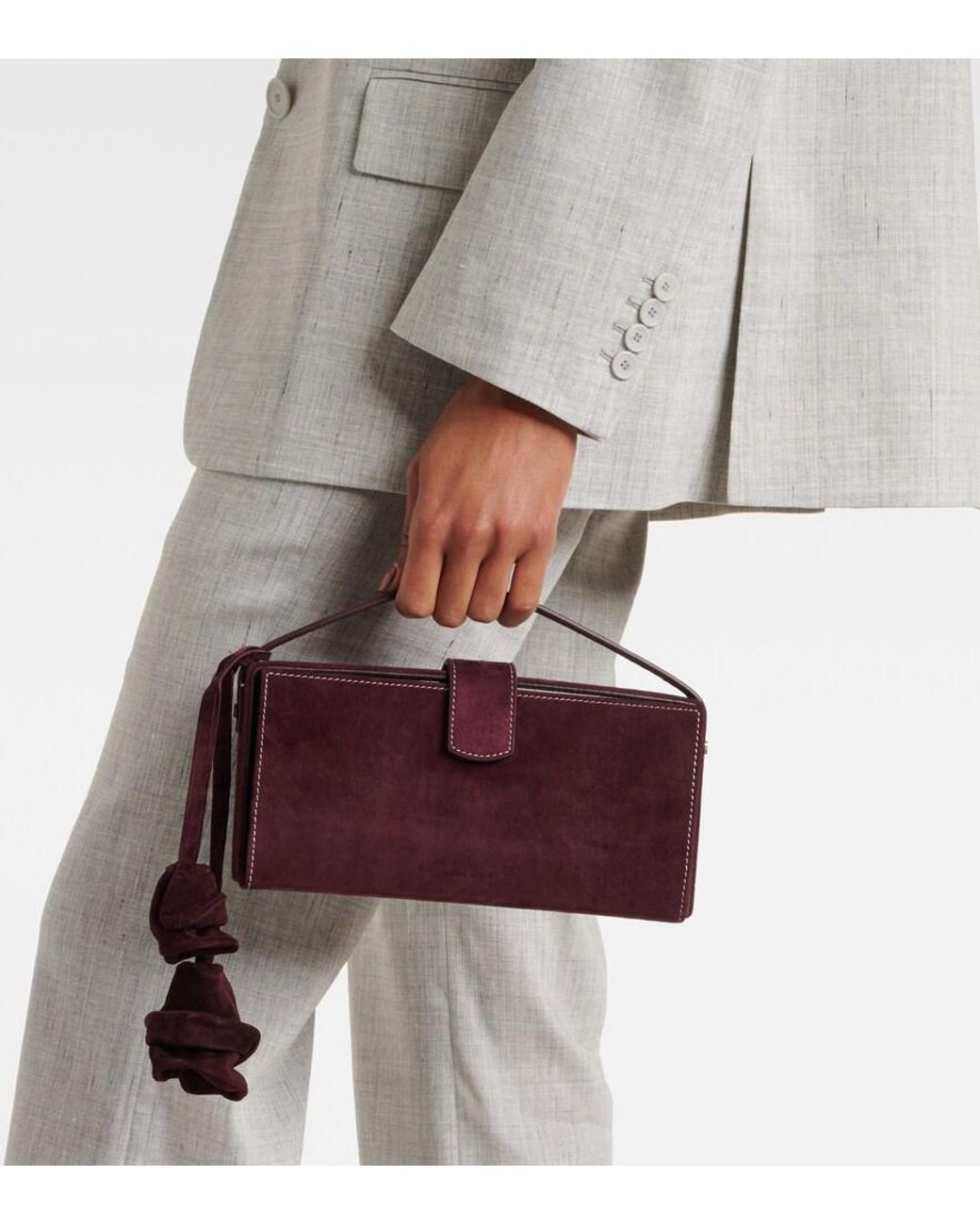 Magda Butrym Purple Apolonia Small Suede Clutch