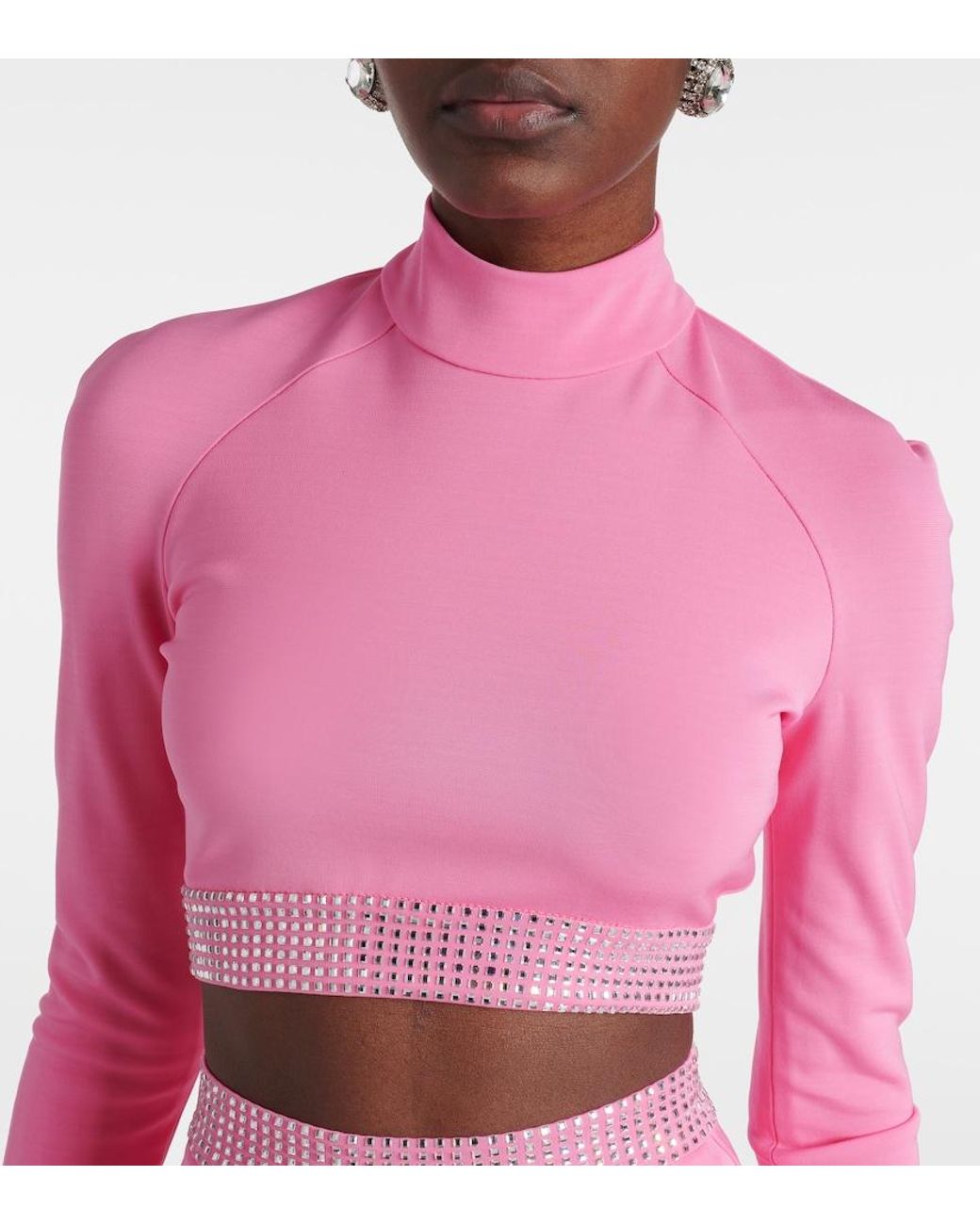 David Koma Pink Embellished Crop Top