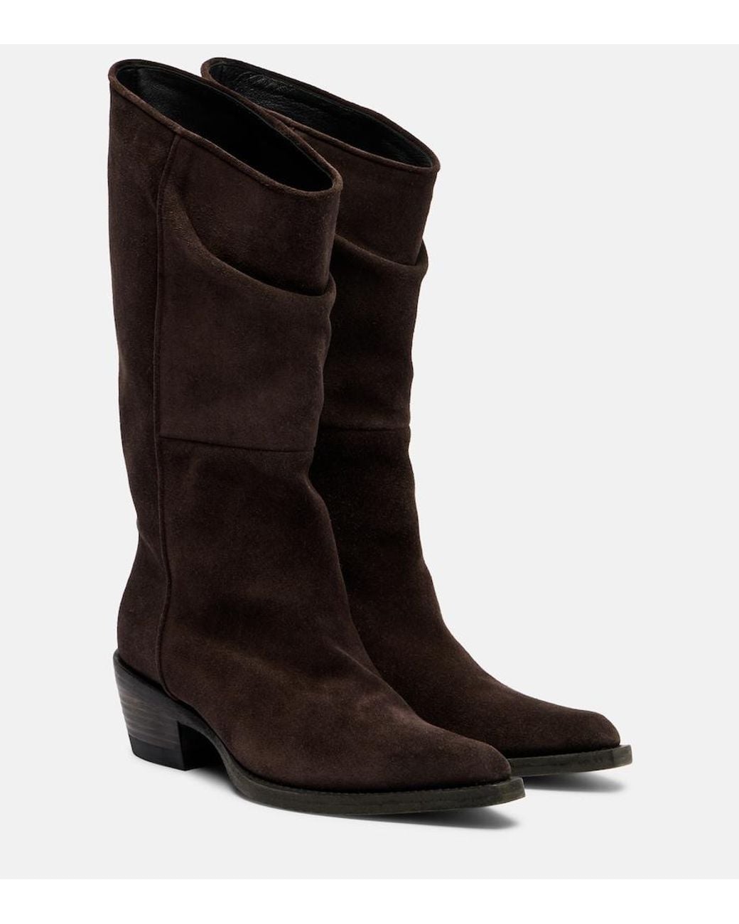 Khaite Black Clive Suede Knee-High Boots