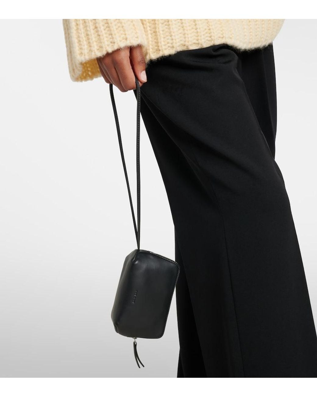 The Row Black Clutch Owen Aus Leder