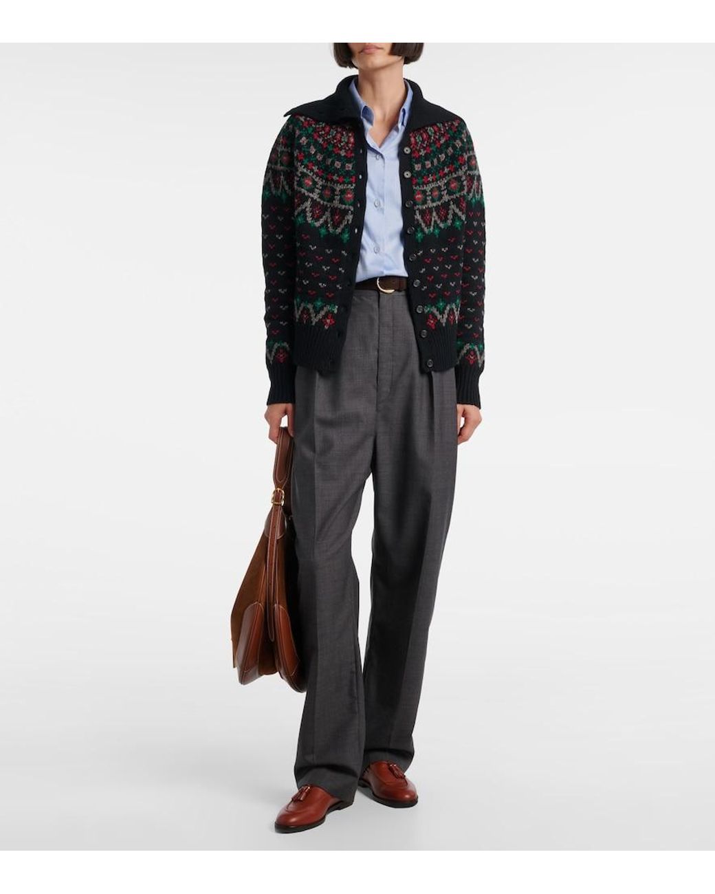 Polo Ralph Lauren Black Wool And Cotton-Blend Cardigan