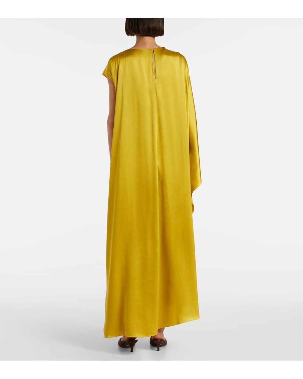 Roksanda Yellow Hiba Caped Silk Gown