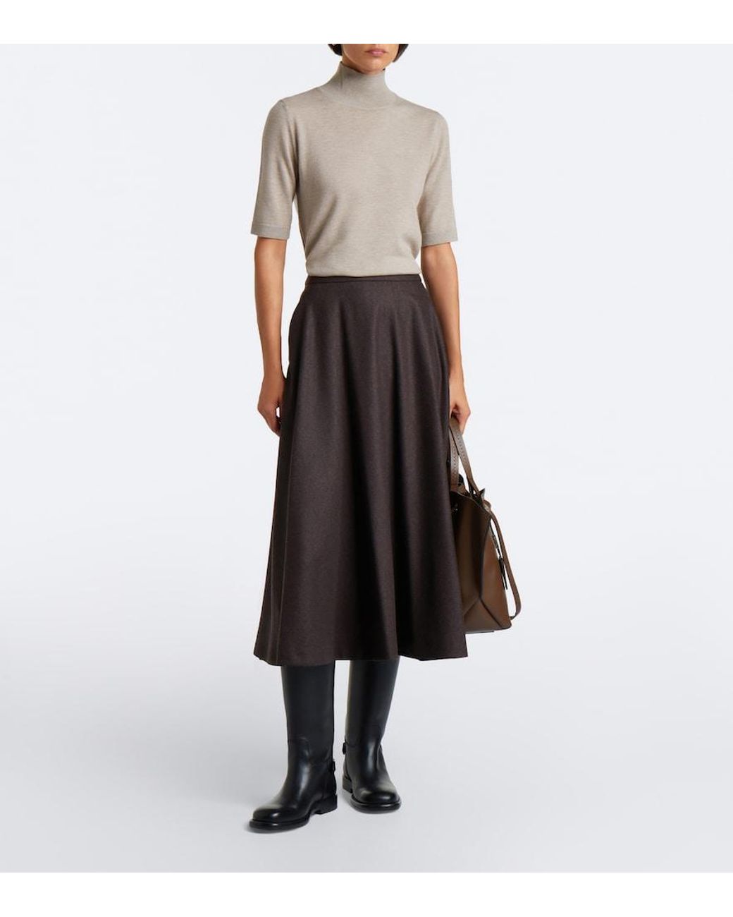 Max Mara Black Wool Midi Skirt