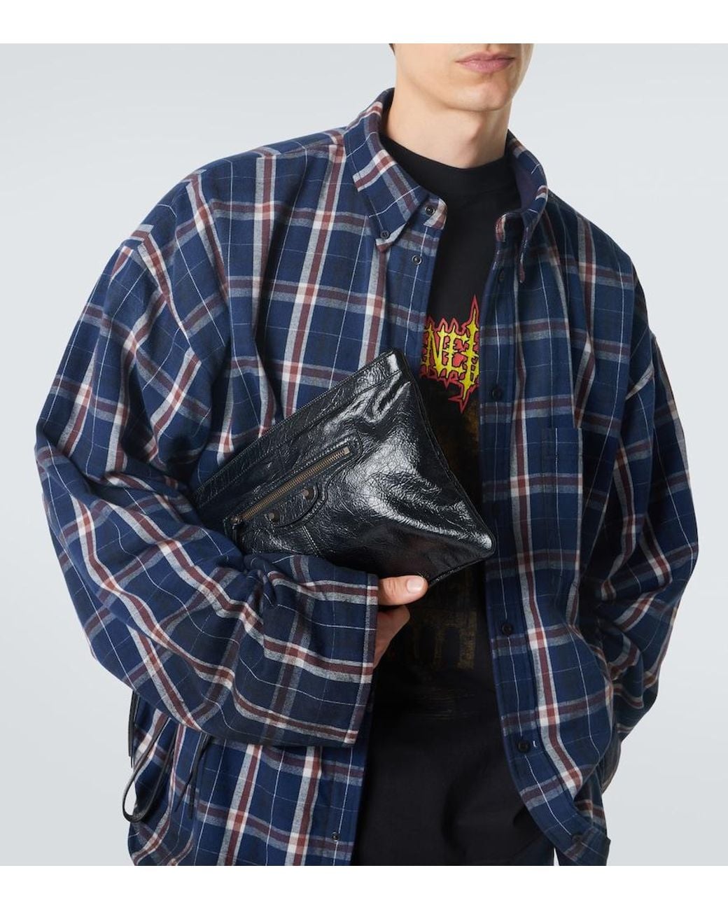 Balenciaga Black Le City Leather Phone Pouch for men